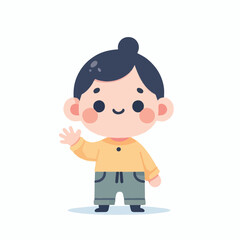 vector image of little boy waving