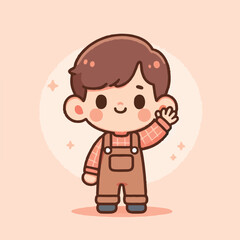 Obraz premium vector image of little boy waving