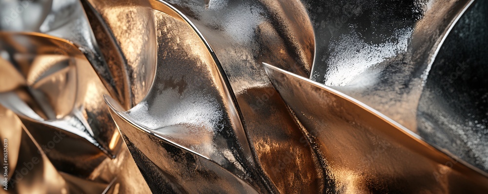 Aufkleber abstract metallic bronze and silver modern futuristic architecture forming a wave