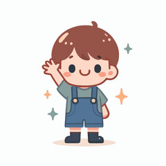 vector image of little boy waving