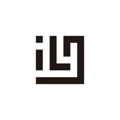 Letter i L J square geometric symbol simple logo vector