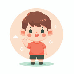 vector image of little boy waving