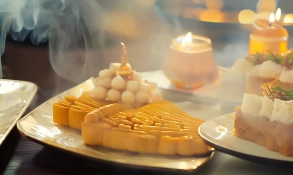 Kue special di hari raya di sajikan di meja 