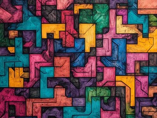 Obraz premium bold marker lines forming a complex geometric maze with sharp edges 