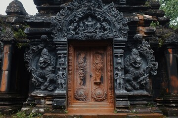 Ornate temple doorway with intricate carvings.