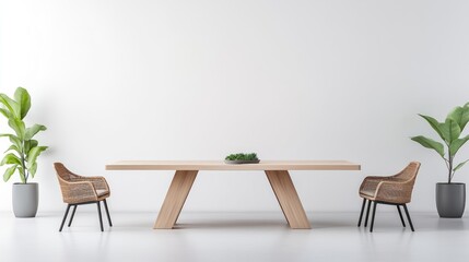 Modern dining space with a minimalist table and stylish chairs.