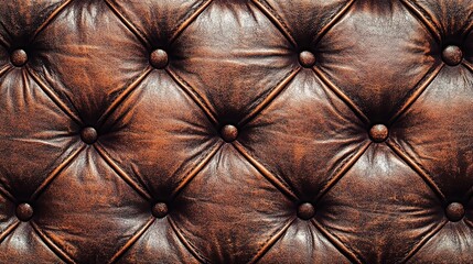 Naklejka premium Vintage Brown Leather Texture with Button Tufting for Background