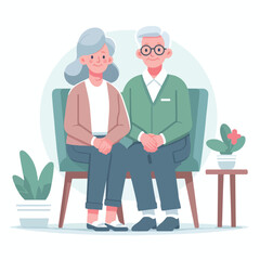 vector image of grandfather and grandmother sitting on chairs