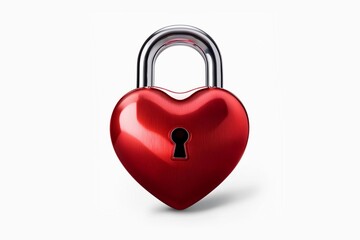 Love red heart shape padlock on isolated white background. Find love, romantic, dating in online internet website, app dating community platform and Valentine day love symbol concept.