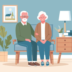 vector image of grandfather and grandmother sitting on chairs