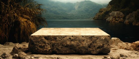 Serene Stone Podium  Lakeside Nature Product Display