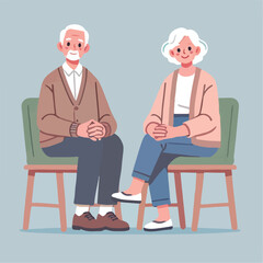 vector image of grandfather and grandmother sitting on chairs