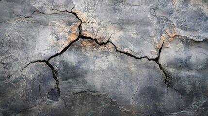 Obraz premium Detailed Image of Cracked Dark Cement Wall with Industrial Texture