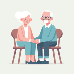 vector image of grandfather and grandmother sitting on chairs