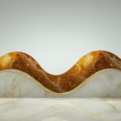 Luxury Gold Glitter Waves on Marble Background  Elegant Design