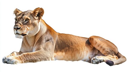 Obraz premium female lion. female lion on white background. animal