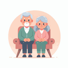 vector image of grandfather and grandmother sitting on chairs