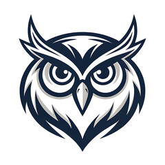 Obraz premium An elegant owl head silhouette icon set against a clean white backdrop