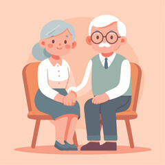 vector image of grandfather and grandmother sitting on chairs