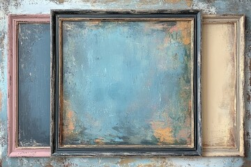 Naklejka premium Three Distressed Wooden Frames on a Textured Wall