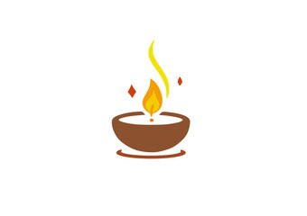 Diya icon vector logo on white background.