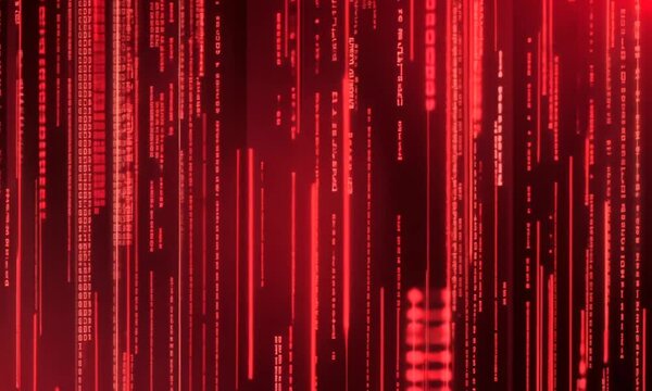 A red background with many lines and numbers