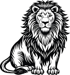 Asian Lion Silhouette Vector Art Illustration.