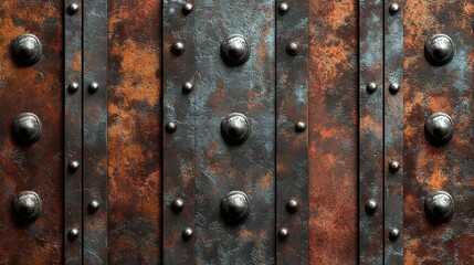 Fototapeta premium Rustic Iron Wall with Rusty Texture and Bolts for Background Use