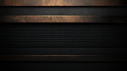 Bronze Depth: A black background featuring a textured black mesh in the center. Metallic stripes in a rich, matte bronze are placed above and below.