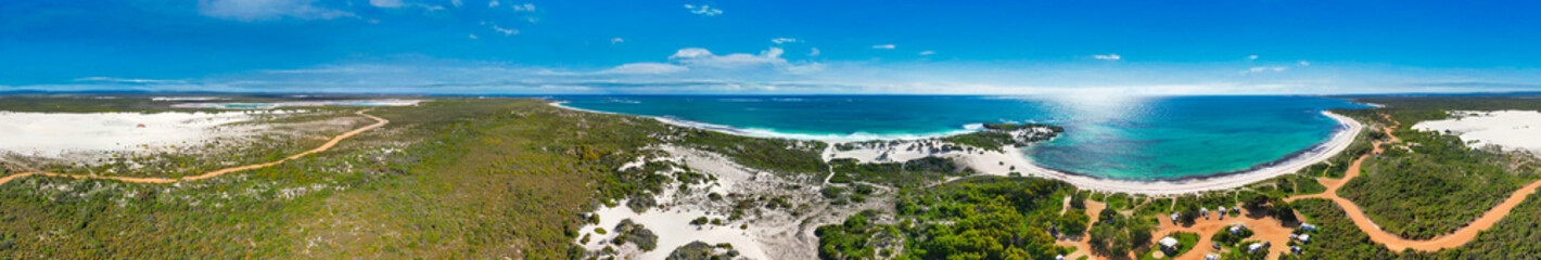 Jurien Bay's Sandy Cape Reserve from above: a serene escape with turquoise waters and sandy shores