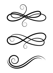 Vector Set Of Swirls on Black Colour