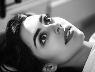 Naklejka premium Black and White Portrait of Woman