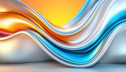 Fototapeta premium 3D Data Flow Background with Blue and Orange Gradient Waves, Futuristic Digital Art with Glowing Lights