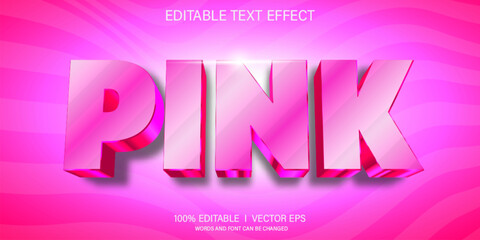 pink 3d vector text effect with modern style design