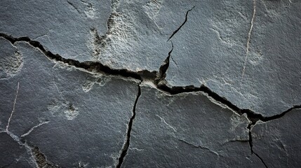 Obraz premium Dark Cement Wall with Visible Cracks in Industrial Setting
