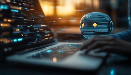 Chatbot virtual assistant powered by AI, assisting customers with questions on a website, modern technology and customer support concept