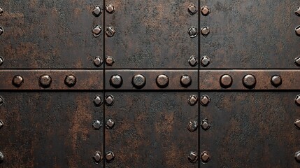 Fototapeta premium Textured Rusty Metal Surface with Visible Rivets and Patina Effects