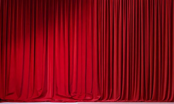 red curtain background, closing and opening