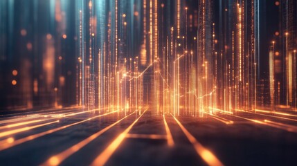 A dynamic D line graph with glowing lines climbing upward, representing business growth, set against a sleek, modern background.