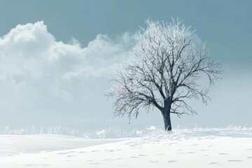 Fototapeta premium Solitary Tree in a Winter Wonderland
