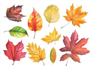 Watercolor Autumn Leaves -  A Collection of Fall Foliage