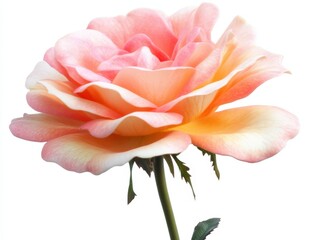 A beautifully detailed rose with soft pink and orange petals, showcasing nature's elegance.