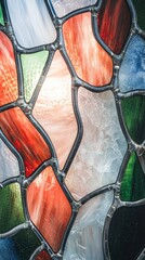 Abstract Stained Glass  Red  Green    White Pattern Texture