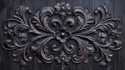 Elegant Dark Wood Background with Rich Textures and Intricate Design