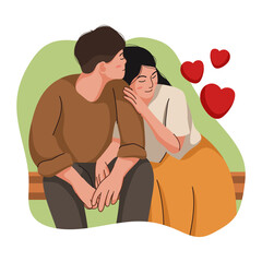 Happy Couple Hug and Kiss