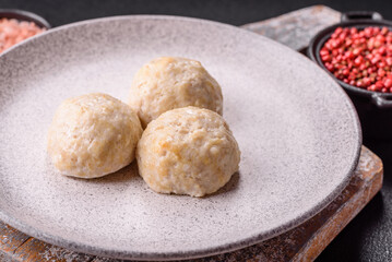 Delicious healthy steamed chicken cutlets or minced meatballs