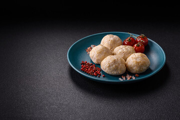 Delicious healthy steamed chicken cutlets or minced meatballs