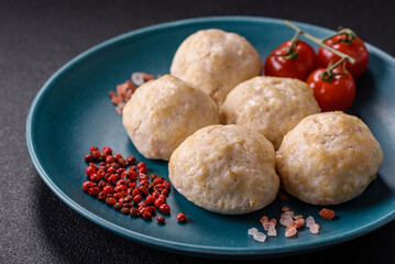 Delicious healthy steamed chicken cutlets or minced meatballs