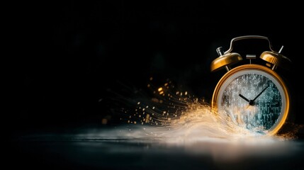 Futuristic Clock Digital Time Data Flow Abstract Speed Technology Background