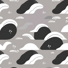 Obraz premium Abstract Cloud Pattern: Monochrome Seamless Design 
